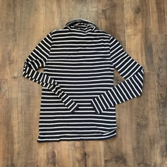 J.Crew Striped Navy White Turtleneck Long Sleeve Top 100% Cotton S - Picture 6 of 6